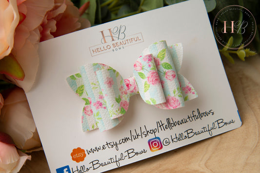 Summer floral hair bow, girls hair bows, summer hair bow, hair clips, baby headbands, girls headband, girls bows