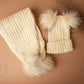 Pom Pom bobble hat and scarf set, knit ribbed hat, baby winter hat, girls winter hat, Pom Pom hats, knit ribbed scarf, cream Pom Pom hat