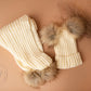 Pom Pom bobble hat and scarf set, knit ribbed hat, baby winter hat, girls winter hat, Pom Pom hats, knit ribbed cream Pom Pom hat