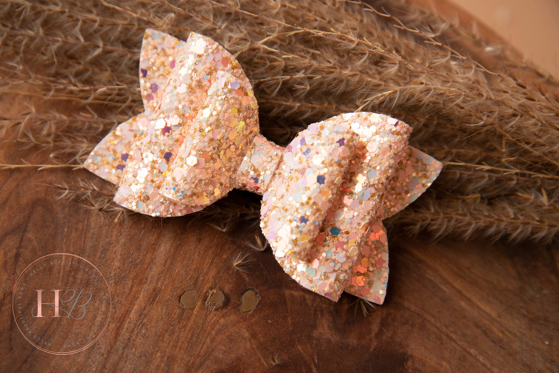 Autumn hair bows, girls hair bows, hair clips, baby headbands, peach glitter hair bow, hair clip, hair bow