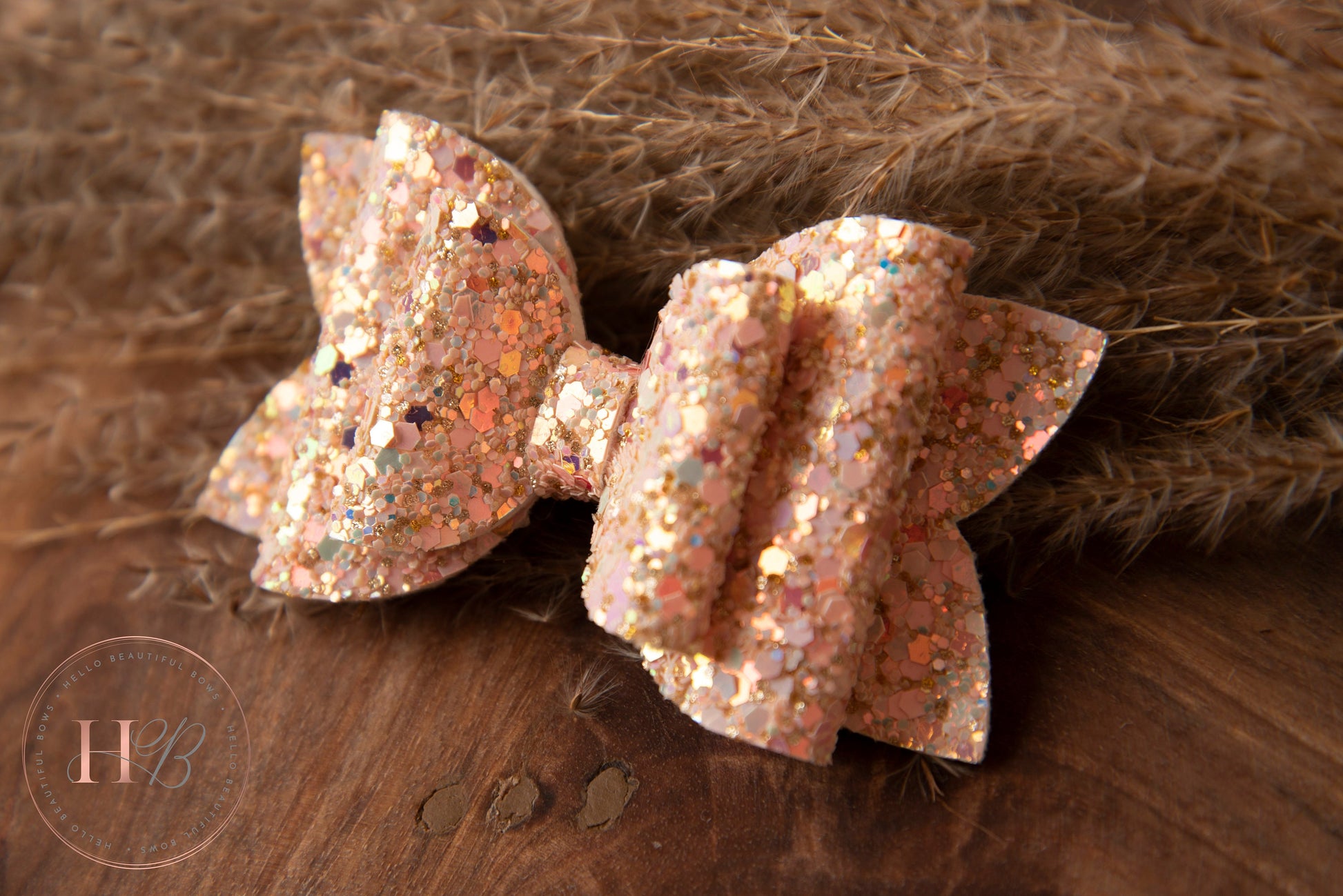 Autumn hair bows, girls hair bows, hair clips, baby headbands, peach glitter hair bow, hair clip, hair bow