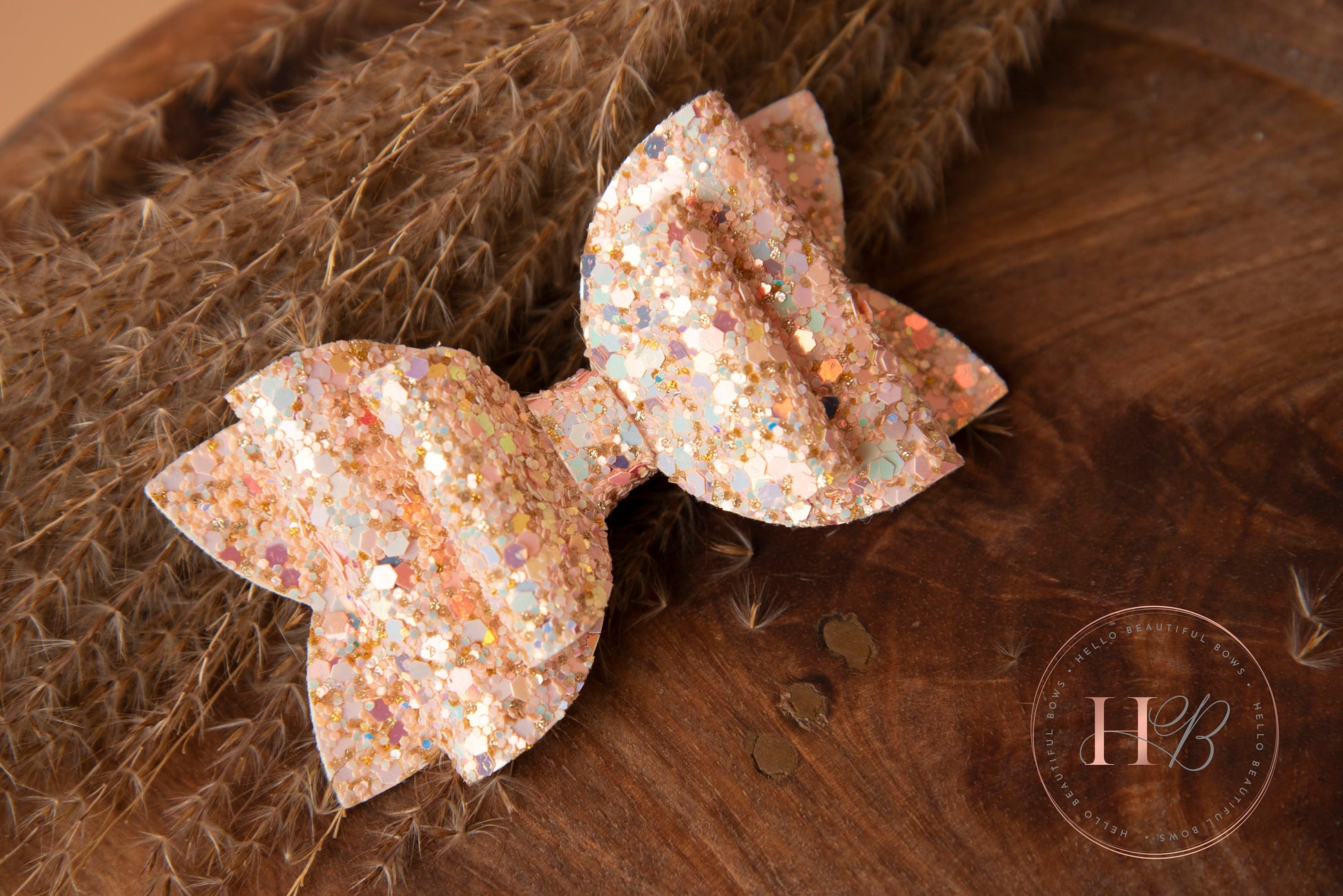 Autumn hair bows, girls hair bows, hair clips, baby headbands, peach glitter hair bow, hair clip, hair bow