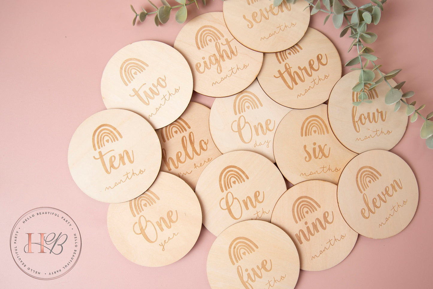 Wooden Milstone Discs, Baby shower gift, Photo prop plaque, rainbow milestone discs, baby milestone discs, wooden discs