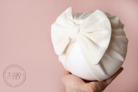 Baby turban, baby hat, baby accessory, baby shower gift, white turban, baby bow turban, summer turban, ribbed turban