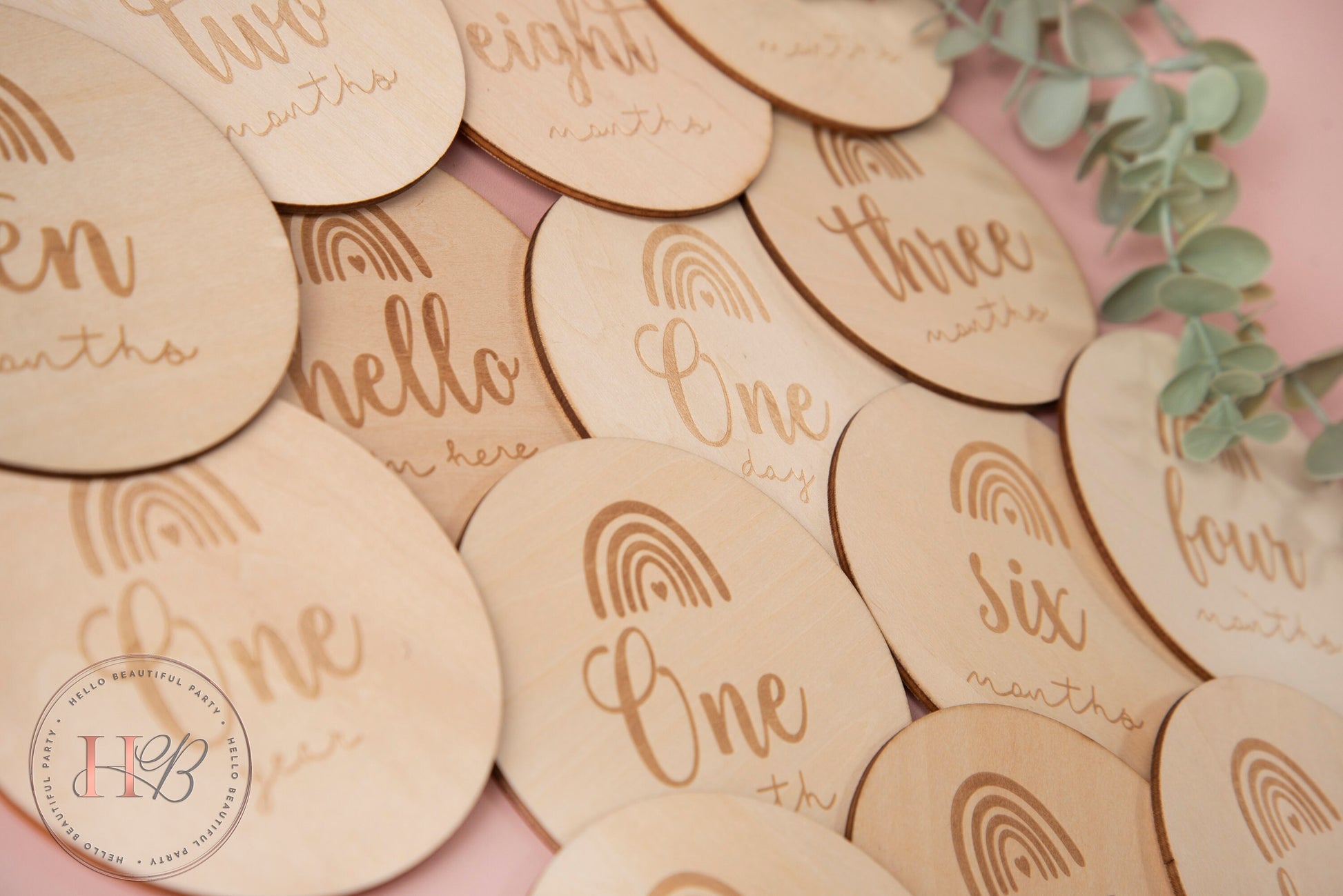 Wooden Milstone Discs, Baby shower gift, Photo prop plaque, rainbow milestone discs, baby milestone discs, wooden discs