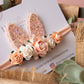 Spring bunny ears headband, Easter bunny headband, peach bunny headband, flower headband