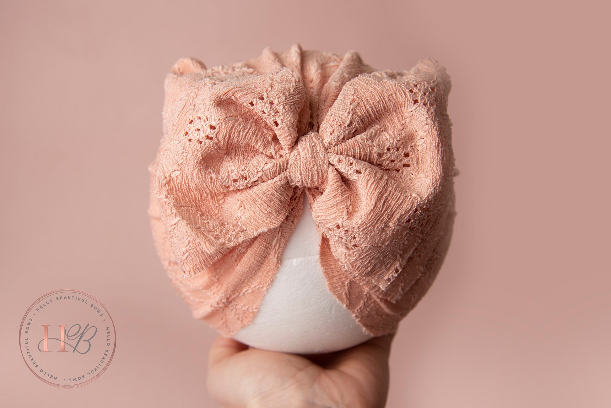 Baby turban, baby hat, baby accessory, baby shower gift, baby bow turban, summer turban, Brodrie peach Turban