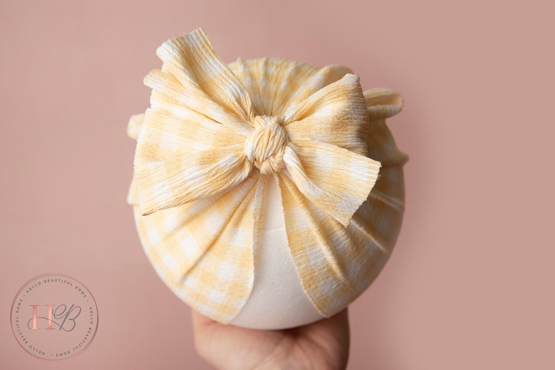 Baby turban, baby hat, baby accessory, baby shower gift, Yellow gingham turban, summer turban,