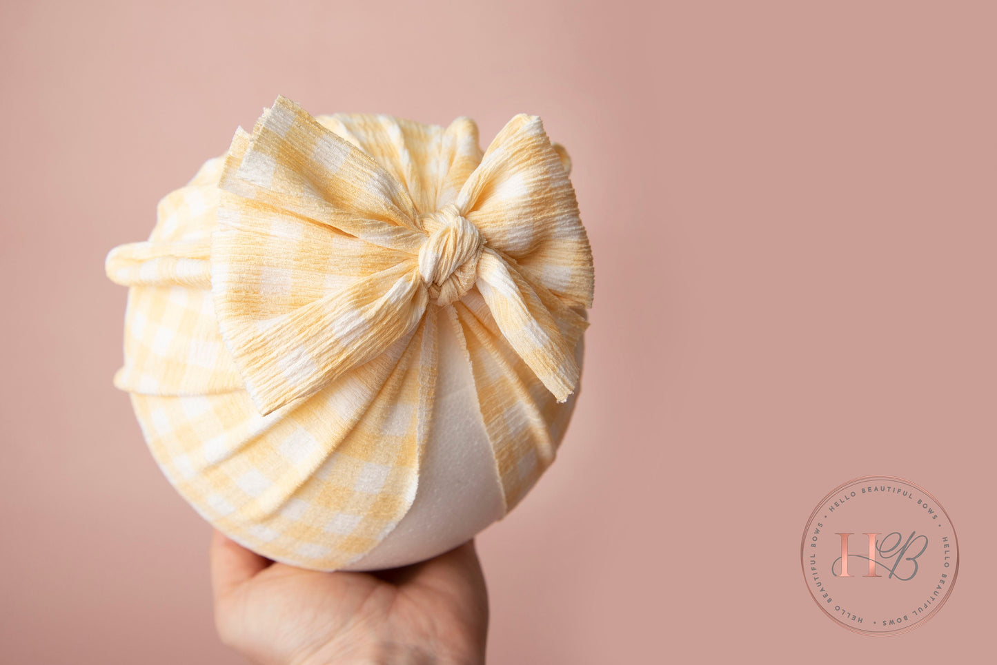 Baby turban, baby hat, baby accessory, baby shower gift, Yellow gingham turban, summer turban,