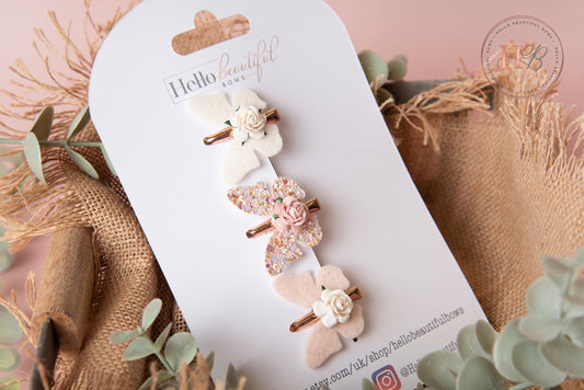 butterfly hair clips, fringe clips, hair clips, tiny hair clips, clips for babies, mini hair clips, flower hair clips, baby hair clips
