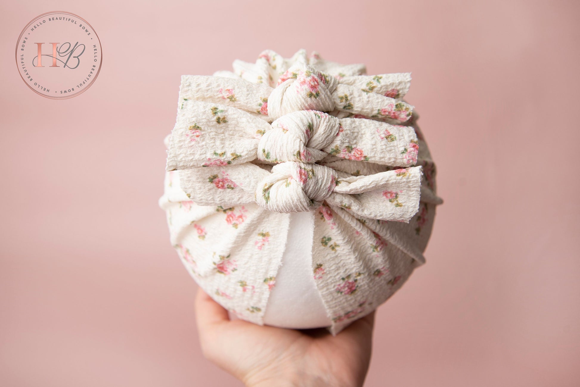 Baby turban, baby hat, baby accessory, baby shower gift, Cream Turban, baby bow turban, summer turban, floral Turban