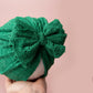 Baby turban, baby hat, baby accessory, baby shower gift, baby bow turban, summer turban, Brodrie green turban