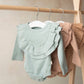 Boho frilly baby grow, organic natural cotton baby bodysuit, ribbed bodysuit, baby shower gift, 0-2 years
