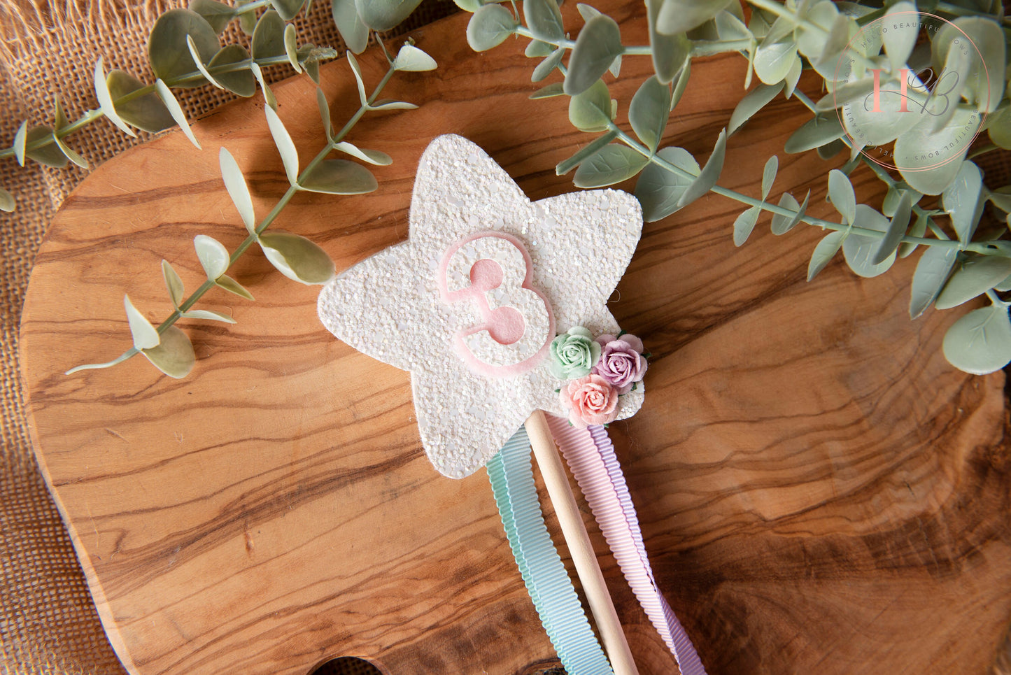 Birthday Wand, princess birthday wand, personalised wand, first birthday, cake smash prop, glitter wand, white wand