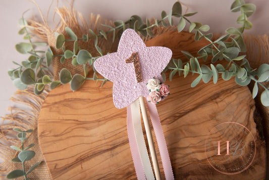 Birthday Wand, princess birthday wand, personalised wand, first birthday, cake smash prop, glitter wand, pink wand