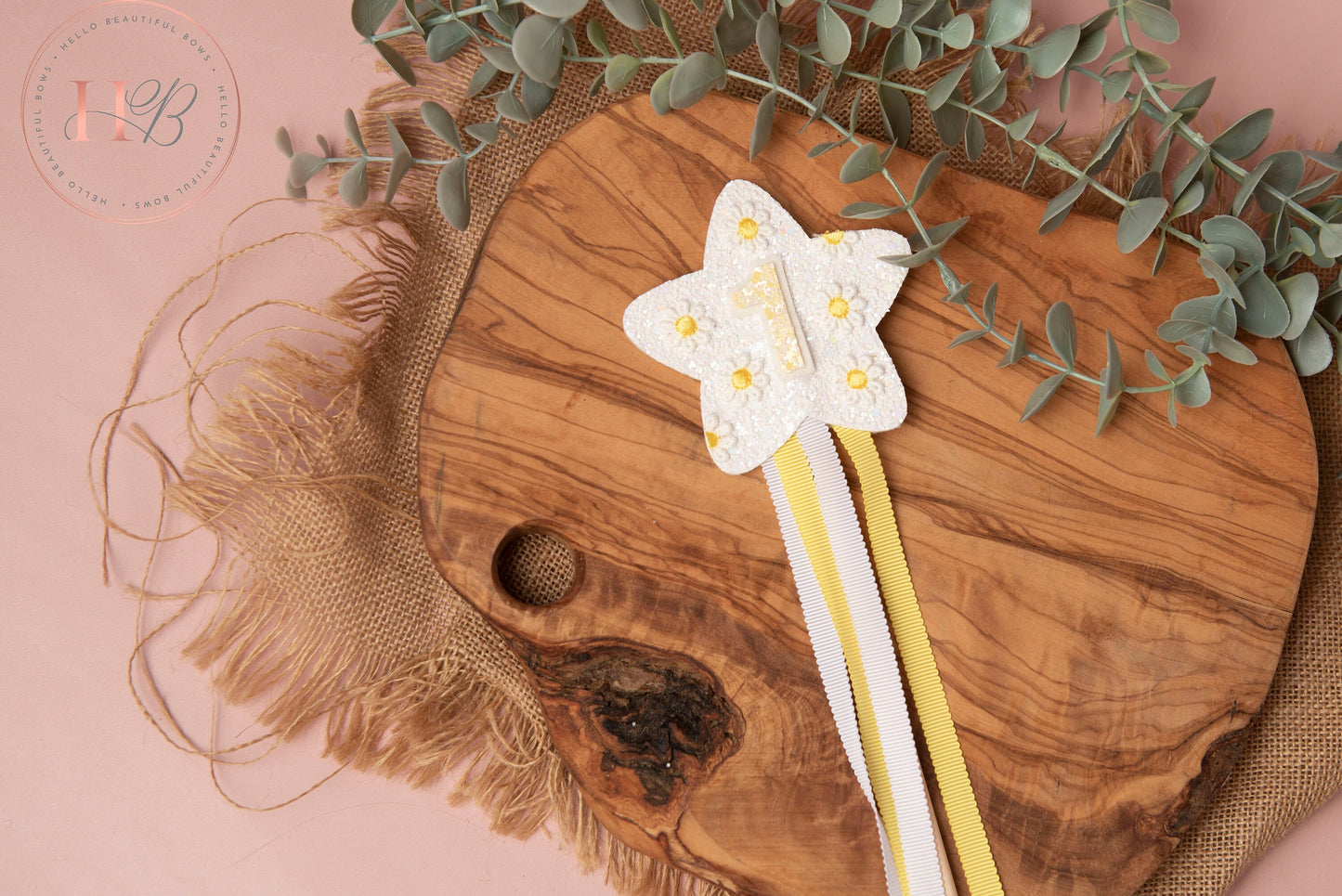 Birthday Wand, princess birthday wand, personalised wand, first birthday, cake smash prop, glitter wand, white wand