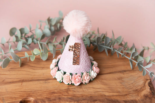 Pink birthday party hat, 1st birthday crown, 2nd birthday crown, Cake smash hat, birthday crown, party hat, first birthday girl,
