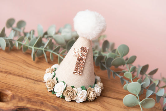 Neutral party hat, 1st birthday, 2nd birthday crown, Cake smash prop, birthday crown, party hat, first birthday girl,