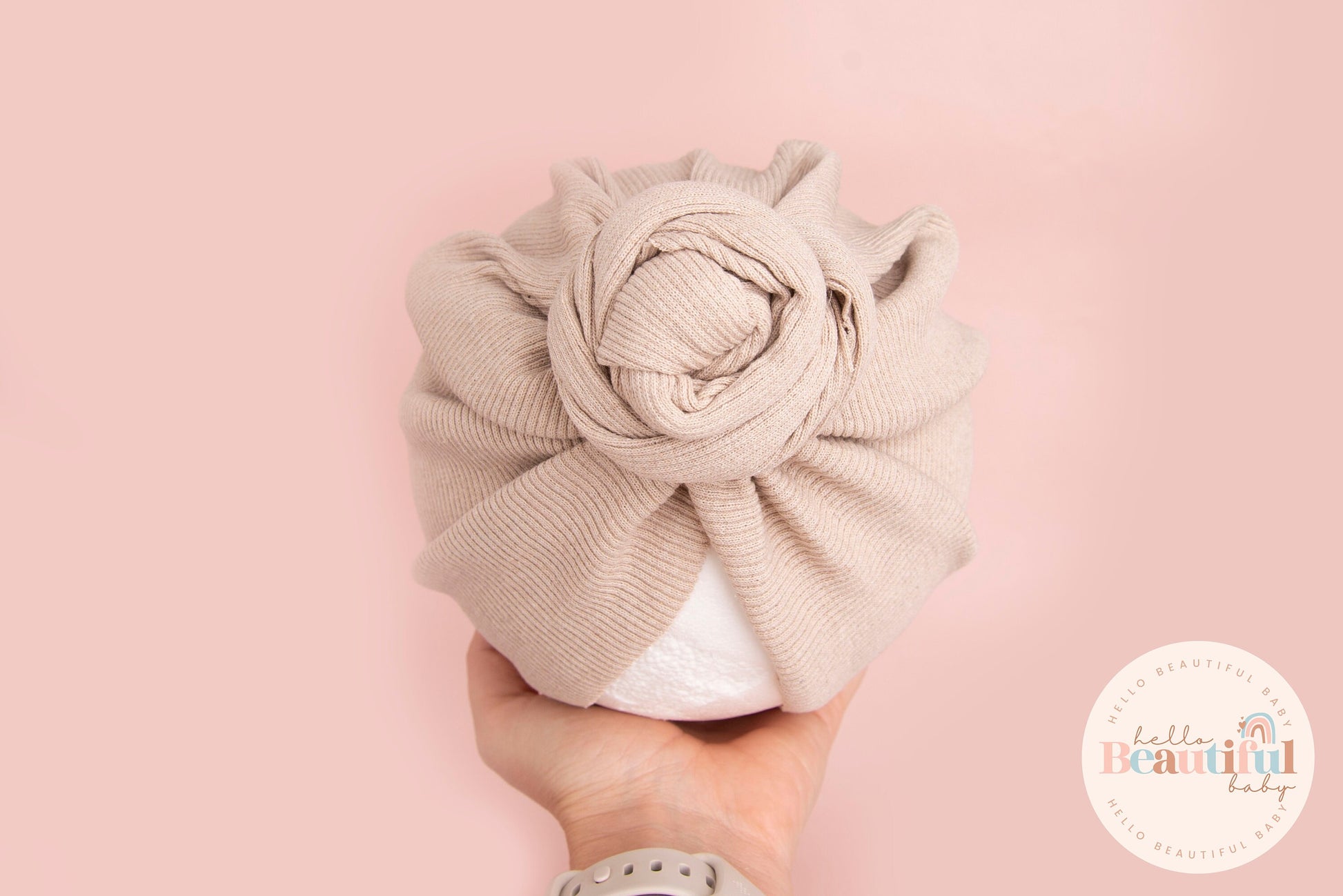 Baby turban, baby hat, baby accessory, baby shower gift, Beige turban, plait turban, ribbed turban