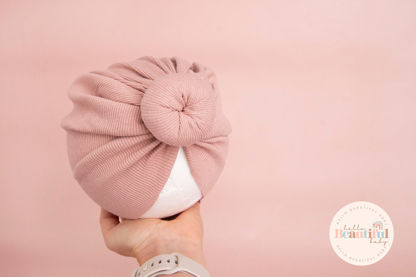 Baby turban, baby hat, baby accessory, baby shower gift, pink turban, donut turban, ribbed turban