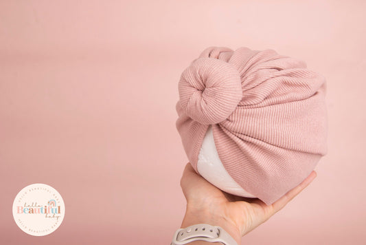 Baby turban, baby hat, baby accessory, baby shower gift, pink turban, donut turban, ribbed turban