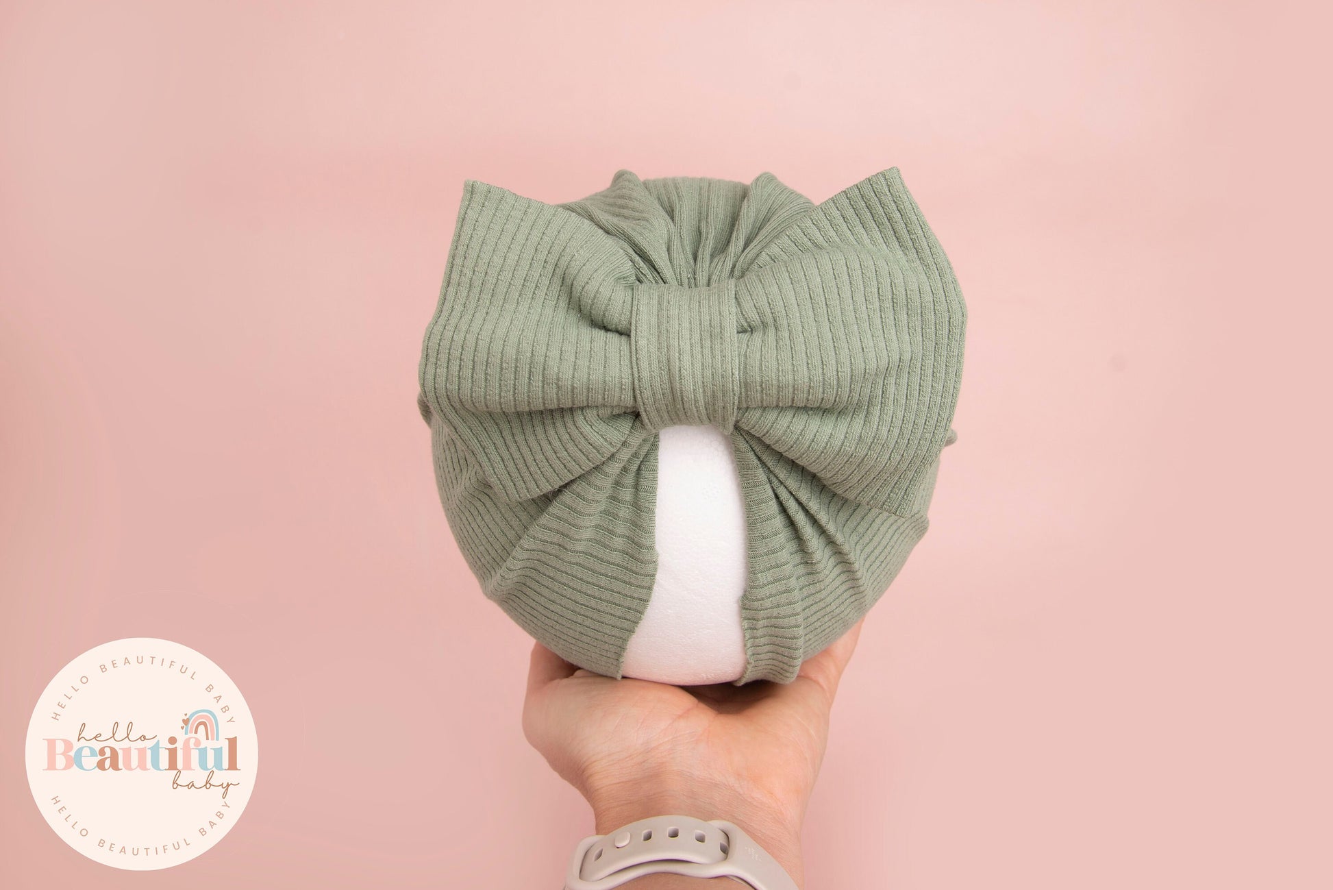 Baby turban, baby hat, baby accessory, baby shower gift, Khaki turban, bow turban, ribbed turban