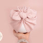 Baby turban, baby hat, baby accessory, baby shower gift, pink turban, bow turban, ribbed turban