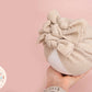 Baby turban, baby hat, baby accessory, baby shower gift, Beige turban, bow turban, ribbed turban
