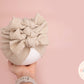 Baby turban, baby hat, baby accessory, baby shower gift, Beige turban, bow turban, ribbed turban