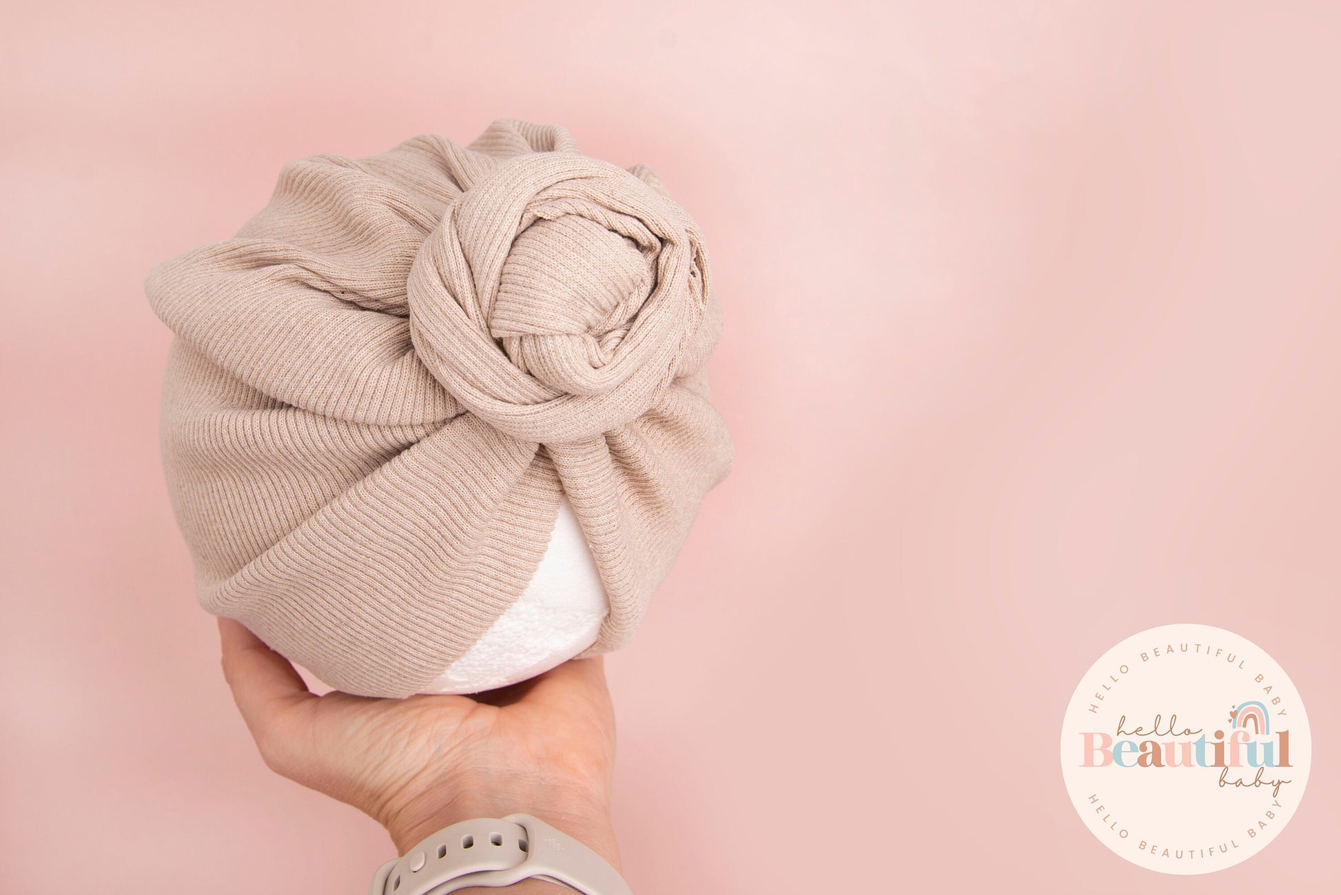 Baby turban, baby hat, baby accessory, baby shower gift, Beige turban, plait turban, ribbed turban