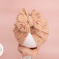 Baby turban, baby hat, baby accessory, baby shower gift, Beige turban, bow turban, ribbed turban