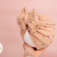 Baby turban, baby hat, baby accessory, baby shower gift, Beige turban, bow turban, ribbed turban