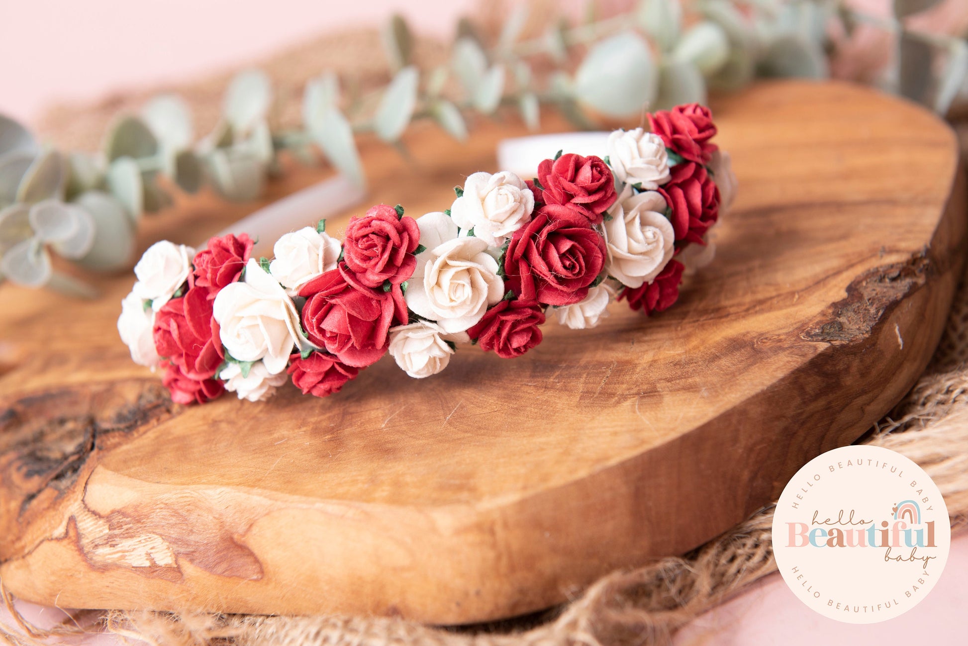 Girls flower Alice headband red Christmas headband floral flower girl wedding headband