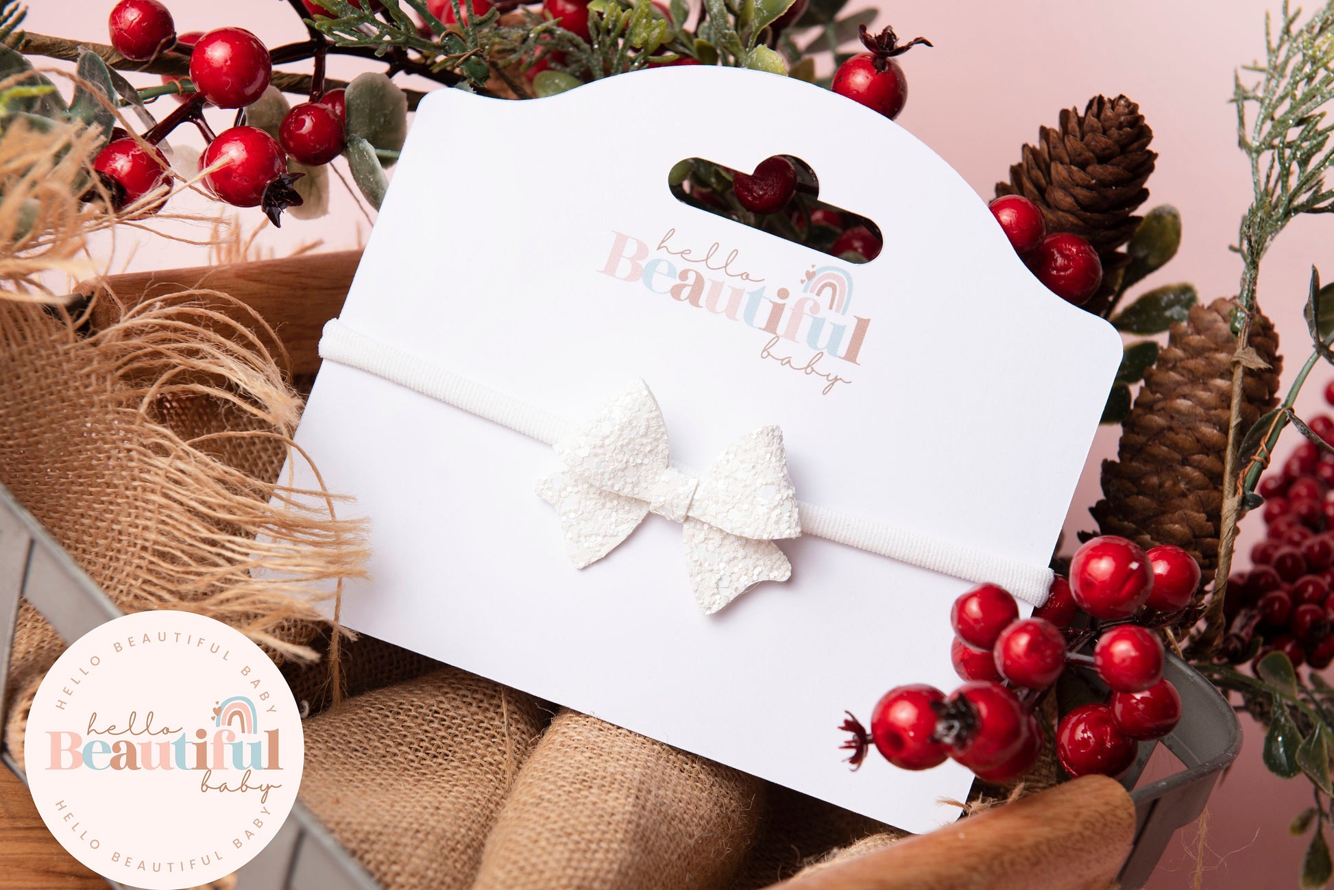 christmas baby headband, first christmas headband, white baby headband, newborn headband,