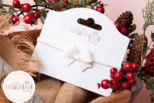 christmas baby headband, first christmas headband, white baby headband, newborn headband,